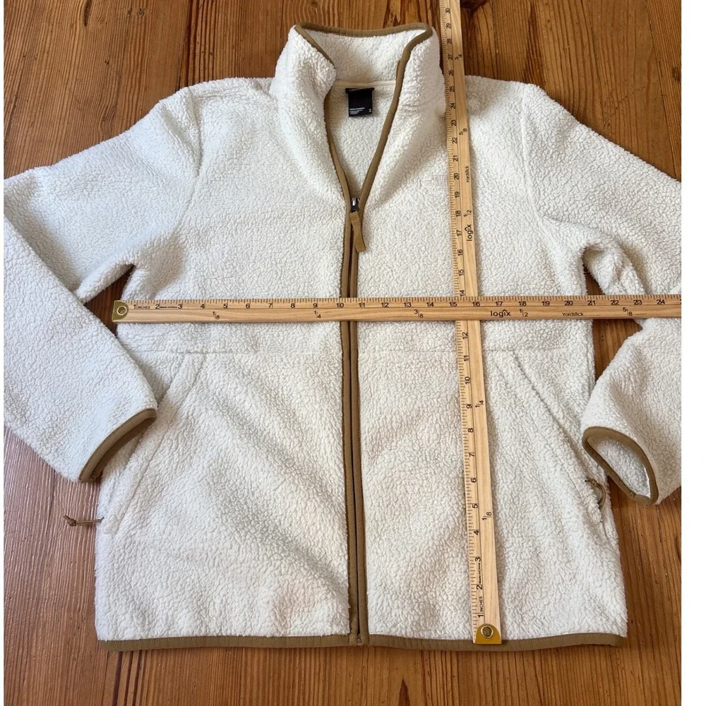 The North Face Fleece Jacket Mens White Sherpa Full Zip Mock Neck SIZE Medium